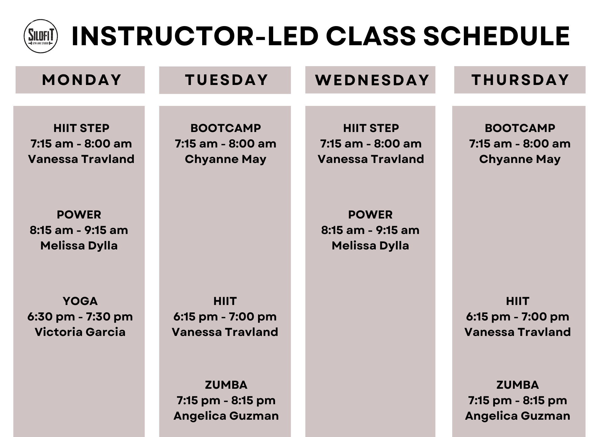 SILO-FIT CLASS SCHEDULE 7.11.2025